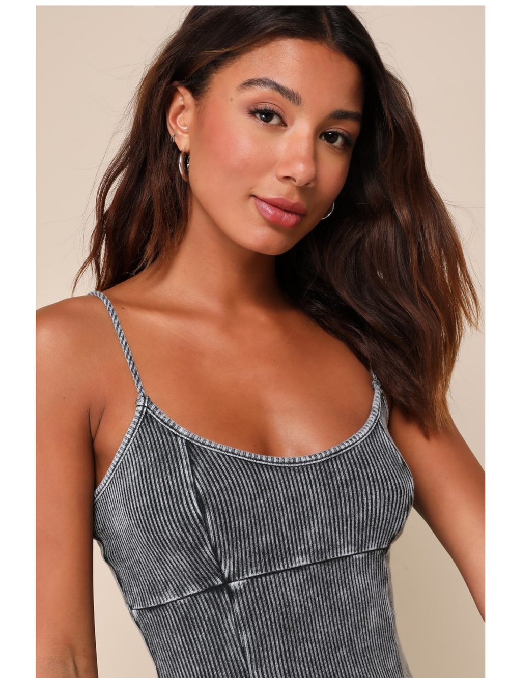 Lulus Simply Pretty Washed Black Ribbed Pleated Sleeveless Cotton Mini Dress - Picture 4 of 10
